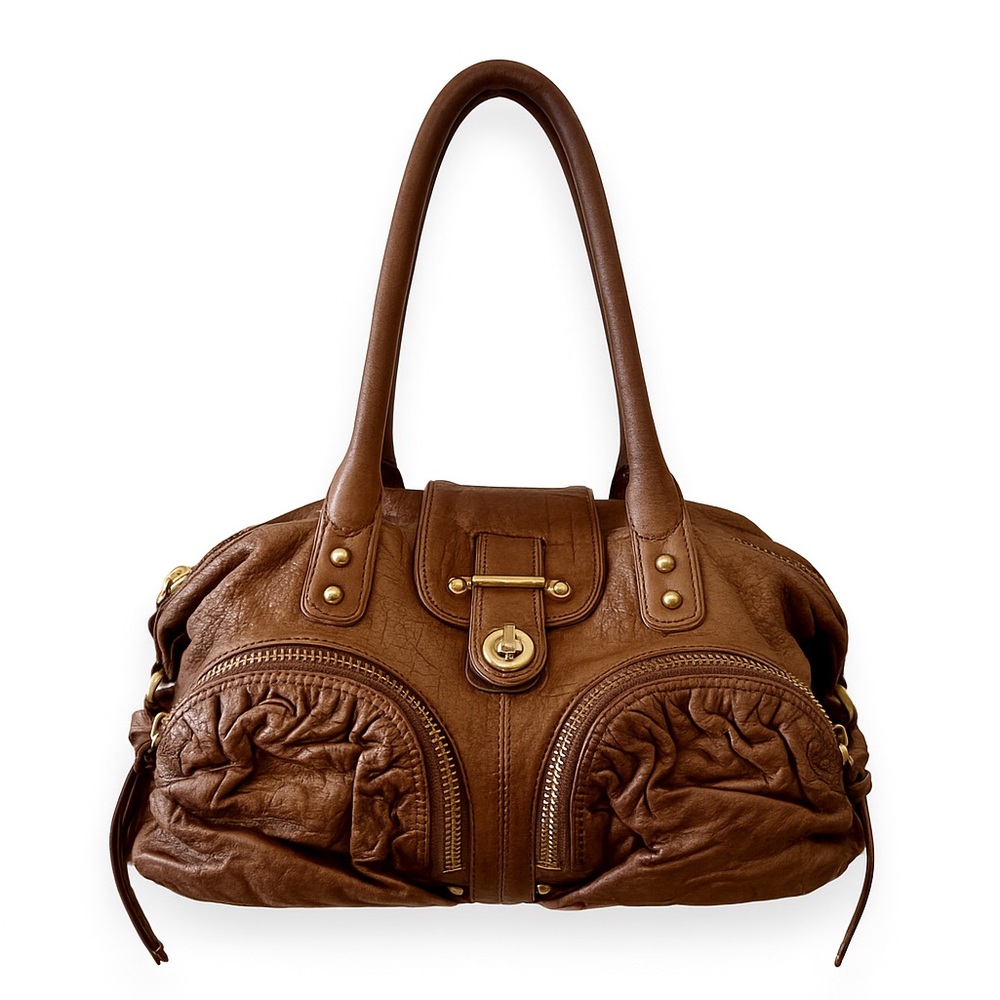 Botkier Bianca Metallic Bronze Leather Satchel Handbag, Antiqued Gold Hardware